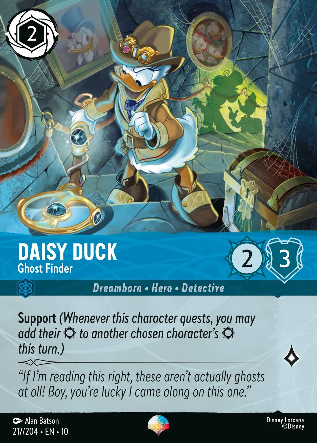 (217/204) Lorcana Whispers in the Well Single: Daisy Duck - Ghost Finder (V.2)  Epic
