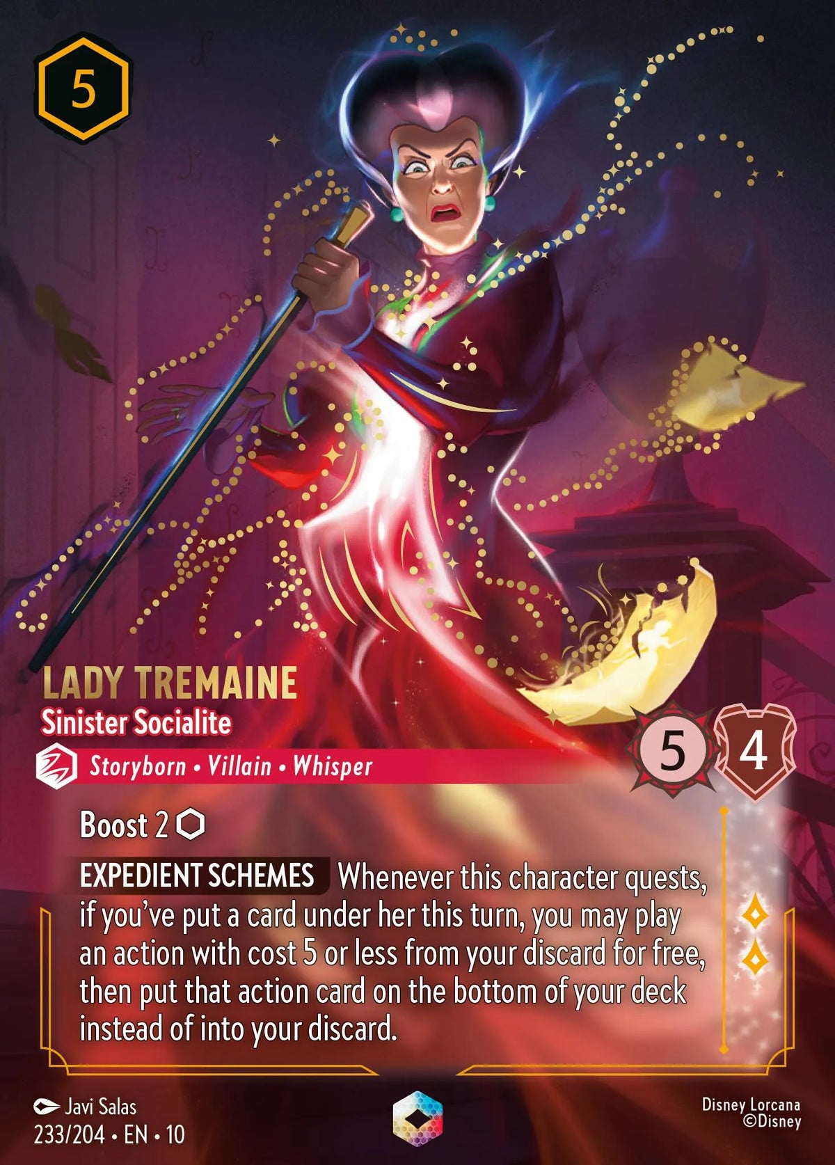 (233/204) Lorcana Whispers in the Well Single: Lady Tremaine - Sinister Socialite (V.2)  Enchanted