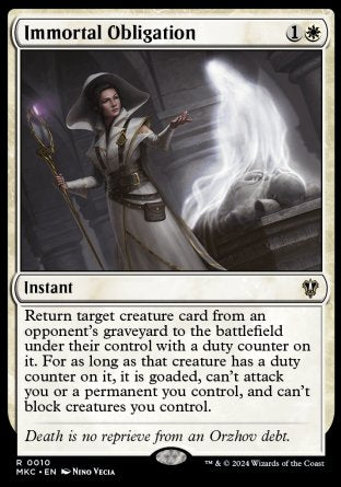 (010) Magic The Gathering Commander: Murders at Karlov Manor Single: Immortal Obligation  Rare