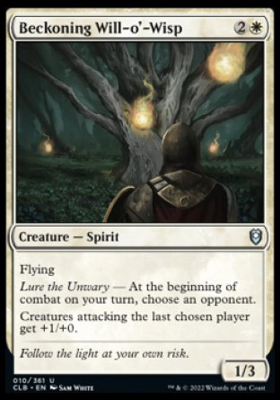 (010) Magic The Gathering Commander Legends: Battle for Baldur's Gate Single: Beckoning Will-o'-Wisp Holo Uncommon