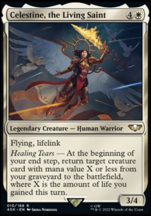 (010) Magic The Gathering Universes Beyond: Warhammer 40000 Single: Celestine, the Living Saint (V.1)  Rare