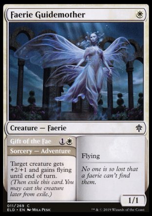 (011/269) Magic The Gathering Throne of Eldraine Single: Faerie Guidemother // Gift of the Fae Holo Common