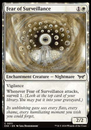 (011) Magic The Gathering Duskmourn: House of Horror Single: Fear of Surveillance Holo Common
