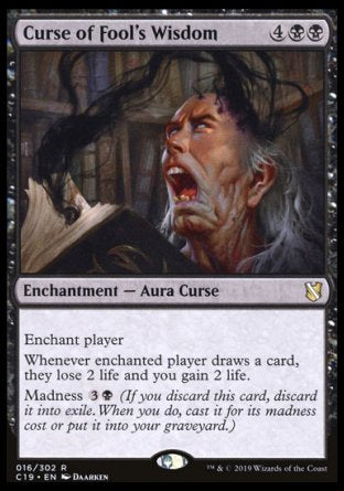 (016) Magic The Gathering Commander 2019 Single: Curse of Fool's Wisdom  Rare