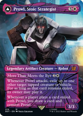 (016) Magic The Gathering Universes Beyond: Transformers Single: Prowl, Stoic Strategist // Prowl, Pursuit Vehicle (V.2) Holo Mythic