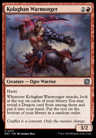 (017) Magic The Gathering March of the Machine: The Aftermath Single: Kolaghan Warmonger  Uncommon