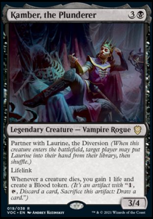 (019) Magic The Gathering Commander: Innistrad: Crimson Vow Single: Kamber, the Plunderer (V.1)  Rare
