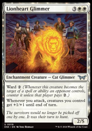 (019) Magic The Gathering Duskmourn: House of Horror Single: Lionheart Glimmer Holo Uncommon