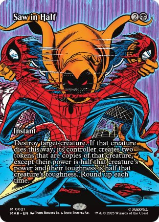 (021) Magic The Gathering Magic: The Gathering | Marvel's Spider-Man: Source Material Cards Single: Saw in Half Holo Mythic