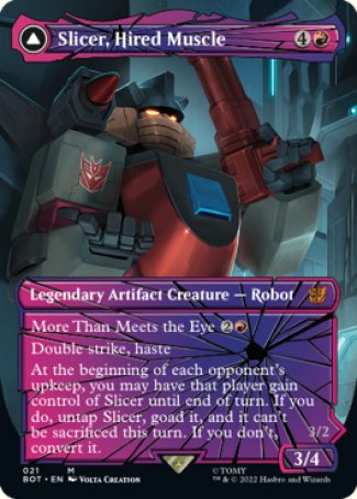 (021) Magic The Gathering Universes Beyond: Transformers Single: Slicer, Hired Muscle // Slicer, High-Speed Antagonist (V.2) Holo Mythic
