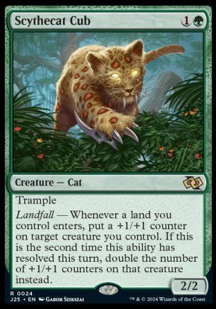 (024) Magic The Gathering Foundations Jumpstart Single: Scythecat Cub  Rare