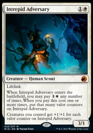 (025) Magic The Gathering Innistrad: Midnight Hunt Single: Intrepid Adversary  Mythic
