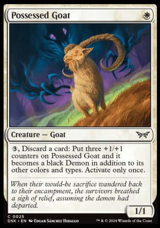 (025) Magic The Gathering Duskmourn: House of Horror Single: Possessed Goat Holo Common