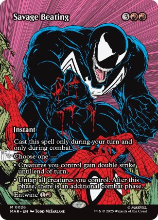(026) Magic The Gathering Magic: The Gathering | Marvel's Spider-Man: Source Material Cards Single: Savage Beating Holo Mythic