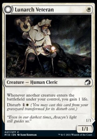 (027) Magic The Gathering Innistrad: Midnight Hunt Single: Lunarch Veteran // Luminous Phantom Holo Common