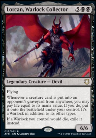 (027) Magic The Gathering Commander: Adventures in the Forgotten Realms Single: Lorcan, Warlock Collector  Rare