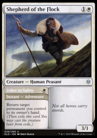 (028/269) Magic The Gathering Throne of Eldraine Single: Shepherd of the Flock // Usher to Safety  Uncommon