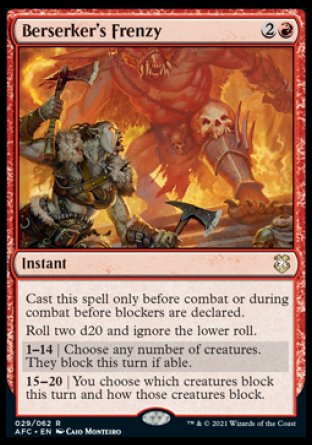 (029) Magic The Gathering Commander: Adventures in the Forgotten Realms Single: Berserker's Frenzy  Rare