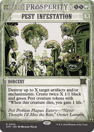 (030) Magic The Gathering Breaking News Single: Pest Infestation  Holo Rare