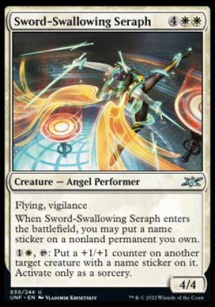 (030) Magic The Gathering Unfinity Single: Sword-Swallowing Seraph Holo Uncommon