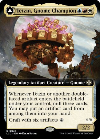 (031) Magic The Gathering Commander: The Lost Caverns of Ixalan: Extras Single: Tetzin, Gnome Champion // The Golden-Gear Colossus Holo Rare