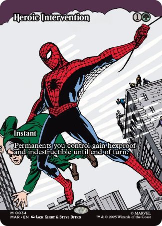 (034) Magic The Gathering Magic: The Gathering | Marvel's Spider-Man: Source Material Cards Single: Heroic Intervention Holo Mythic