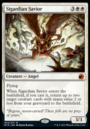 (034) Magic The Gathering Innistrad: Midnight Hunt Single: Sigardian Savior Holo Mythic