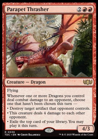 (036) Magic The Gathering Commander: Tarkir: Dragonstorm Single: Parapet Thrasher  Rare