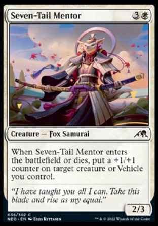 (036) Magic The Gathering Kamigawa: Neon Dynasty Single: Seven-Tail Mentor Holo Common