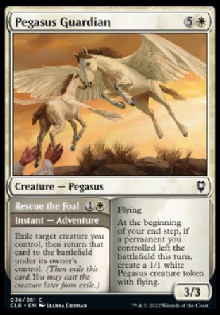 (036) Magic The Gathering Commander Legends: Battle for Baldur's Gate Single: Pegasus Guardian // Rescue the Foal Holo Common
