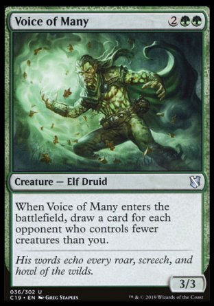(036) Magic The Gathering Commander 2019 Single: Voice of Many  Uncommon