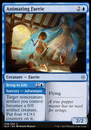 (038/269) Magic The Gathering Throne of Eldraine Single: Animating Faerie // Bring to Life  Uncommon