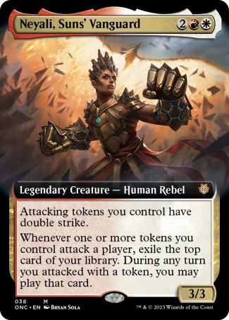 (038) Magic The Gathering Commander: Phyrexia: All Will Be One: Extras Single: Neyali, Suns' Vanguard (V.1)  Mythic
