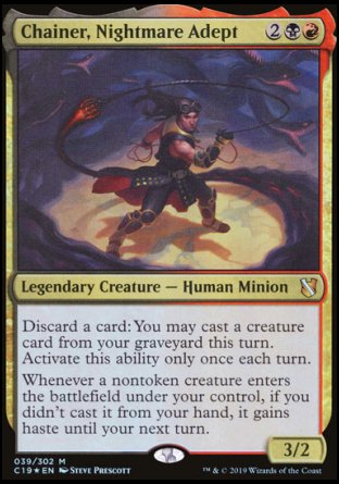 (039) Magic The Gathering Commander 2019 Single: Chainer, Nightmare Adept Holo Mythic