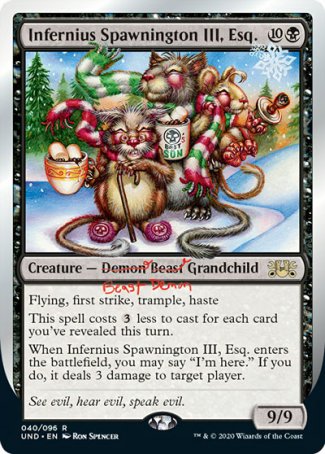 (040/096) Magic The Gathering Unsanctioned Single: Infernius Spawnington III, Esq.  Rare