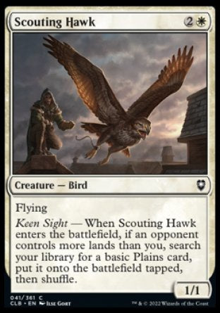 (041) Magic The Gathering Commander Legends: Battle for Baldur's Gate Single: Scouting Hawk Holo Common