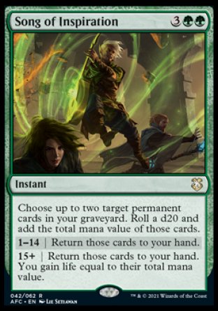 (042) Magic The Gathering Commander: Adventures in the Forgotten Realms Single: Song of Inspiration  Rare