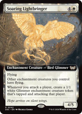 (042) Magic The Gathering Commander: Duskmourn: House of Horror: Extras Single: Soaring Lightbringer Holo Rare
