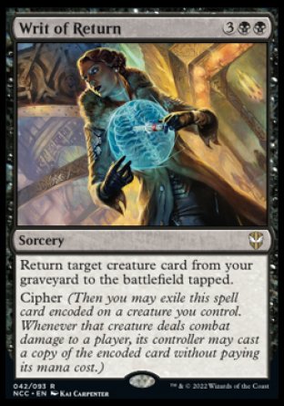 (042) Magic The Gathering Commander: Streets of New Capenna Single: Writ of Return  Rare