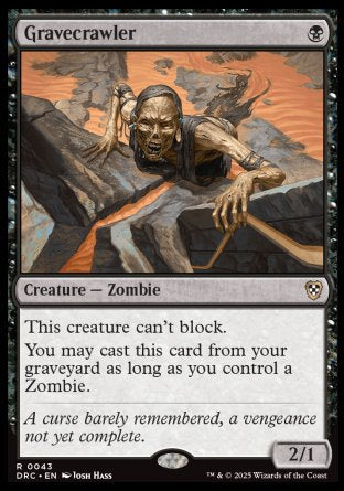 (043) Magic The Gathering Commander: Aetherdrift Single: Gravecrawler  Rare