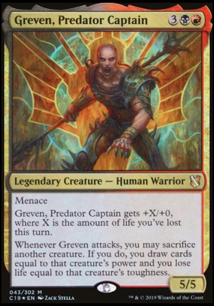 (043) Magic The Gathering Commander 2019 Single: Greven, Predator Captain  Mythic