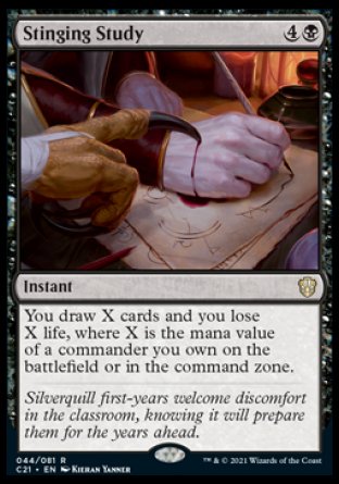 (044) Magic The Gathering Commander: Strixhaven Single: Stinging Study  Rare