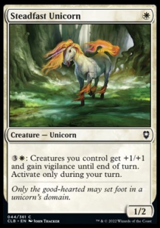 (044) Magic The Gathering Commander Legends: Battle for Baldur's Gate Single: Steadfast Unicorn  Common