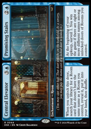 (044) Magic The Gathering Duskmourn: House of Horror Single: Central Elevator // Promising Stairs Holo Rare