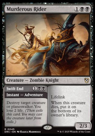 (045) Magic The Gathering Commander: Aetherdrift Single: Murderous Rider // Swift End  Rare