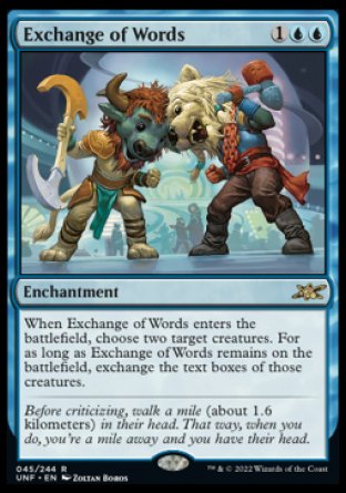 (045) Magic The Gathering Unfinity Single: Exchange of Words  Rare