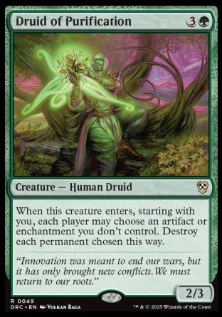 (049) Magic The Gathering Commander: Aetherdrift Single: Druid of Purification  Rare