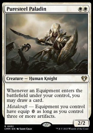(051) Magic The Gathering Commander Masters Single: Puresteel Paladin  Rare