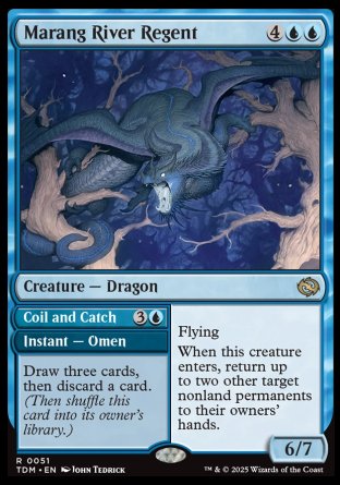 (051) Magic The Gathering Tarkir: Dragonstorm: Promos Single: Marang River Regent // Coil and Catch (V.1)  Holo Rare