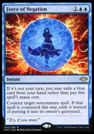 (052/254) Magic The Gathering Modern Horizons Single: Force of Negation  Rare